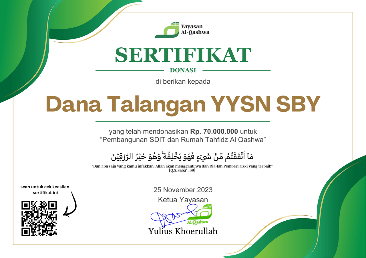 Dana Talangan YYSN SBY_70.000.000_25 November 2023