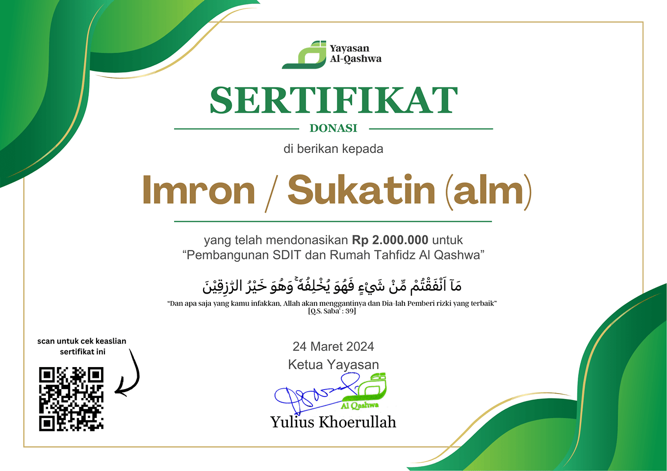 Imron / Sukatin (alm)_2.000.000_24 Maret 2024